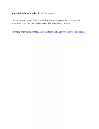 hire net developer in india best programmers