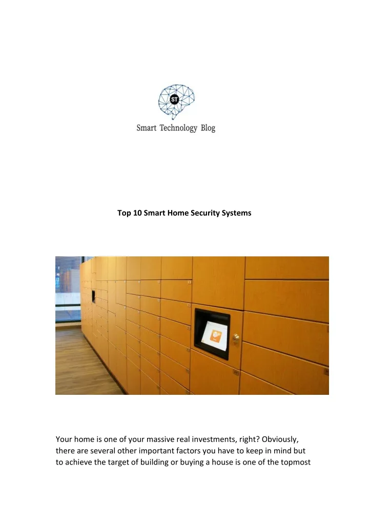top 10 smart home security systems