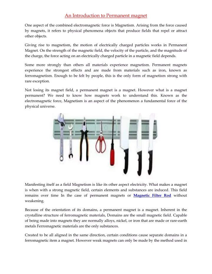 an introduction to permanent magnet