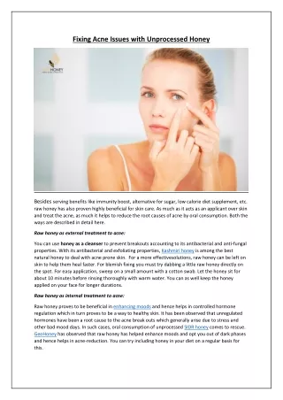 fixing acne issues with unprocessed honey