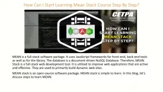 How Can I Start Learning Mean Stack Course Step By Step?