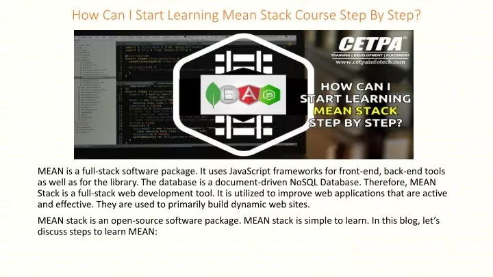 how can i start learning mean stack course step by step