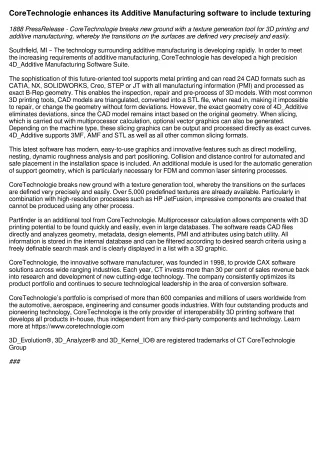 coretechnologie enhances its additive