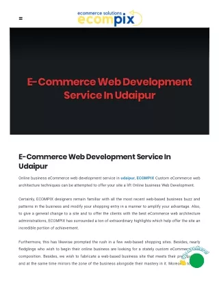 ECommerce web development service in udaipur