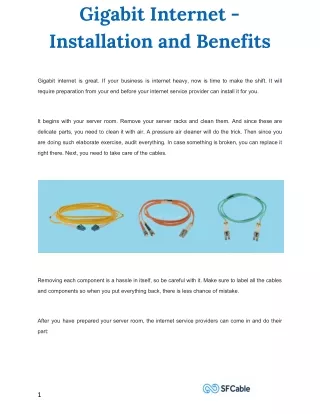 gigabit internet installation and benefits