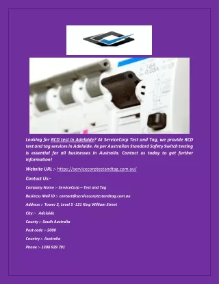 looking for rcd test in adelaide at servicecorp