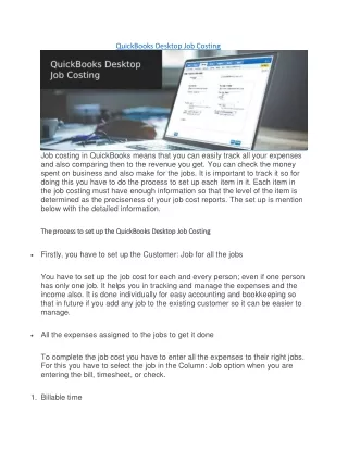 quickbooks desktop job costing