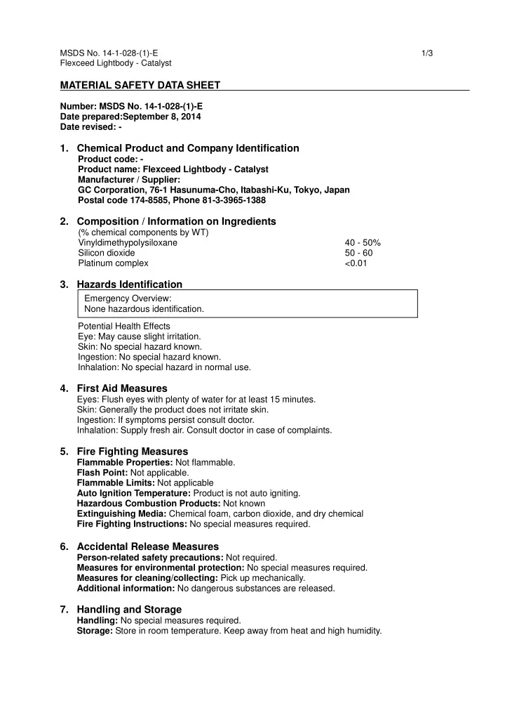 msds no 14 1 028 1 e 1 3 flexceed lightbody