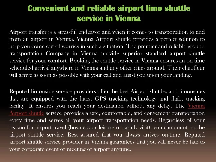 convenient and reliable airport limo shuttle