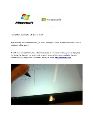 how to make onenote for left handed note
