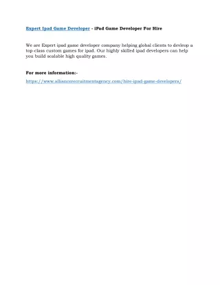 expert ipad game developer ipad game developer
