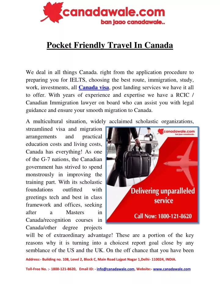 pocket friendly travel in canada