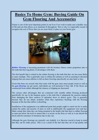 Basics To Home Gym: Buying Guide On Gym Flooring And Accessories