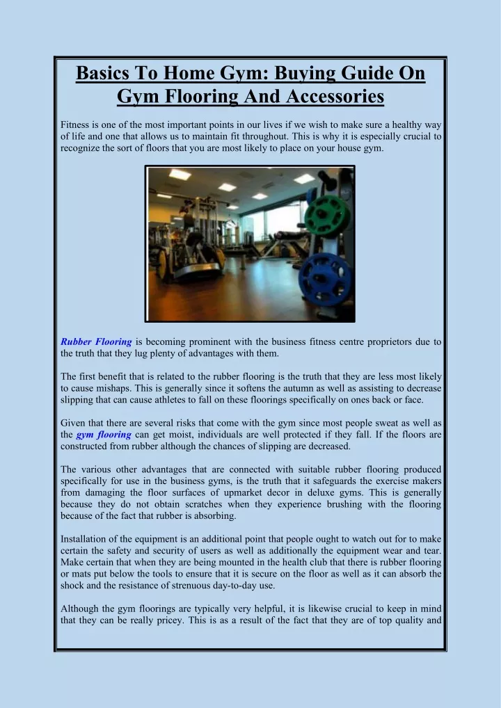 basics to home gym buying guide on gym flooring