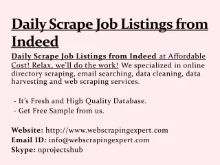 daily scrape job listings from indeed