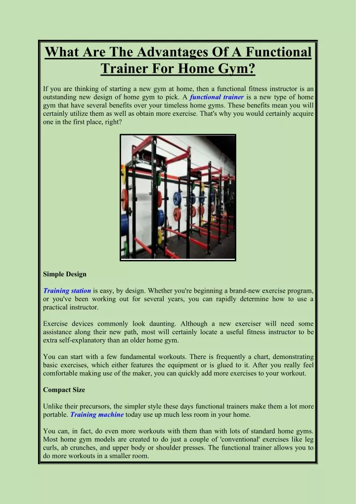 what are the advantages of a functional trainer