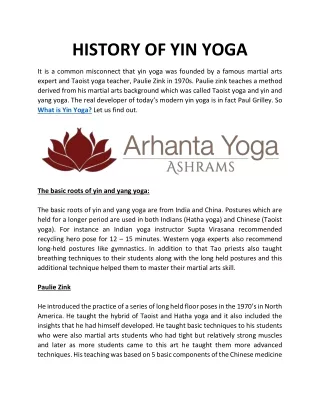 HISTORY OF YIN YOGA