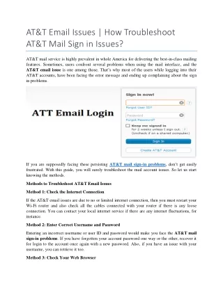 How Troubleshoot AT&T Mail Sign in Issues?