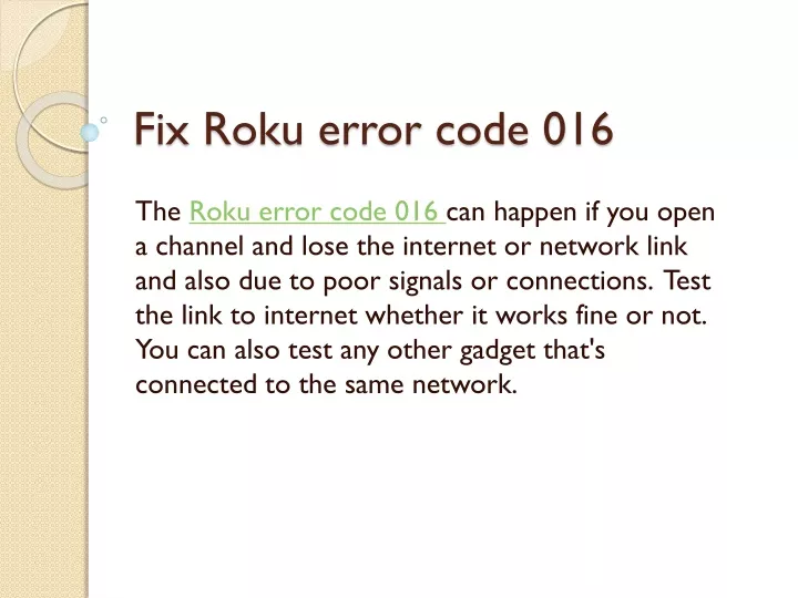 fix roku error code 016