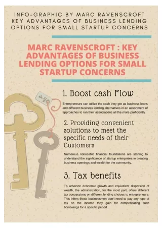 Info-graphic by Marc Ravenscroft Key Advantages of Business Lending Options for Small Startup Concerns