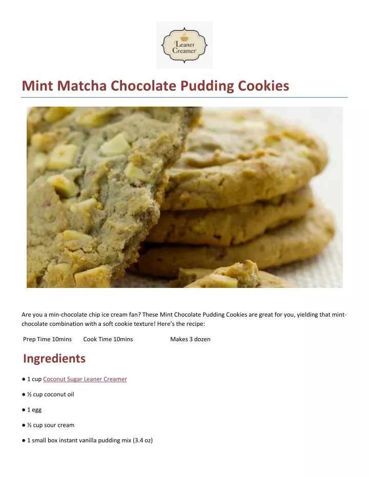 mint matcha chocolate pudding cookies