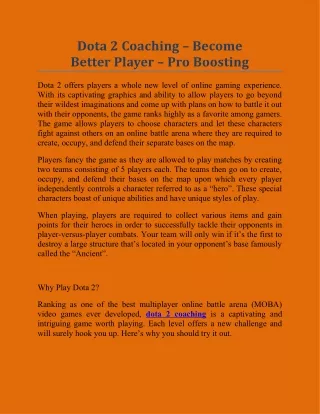 Dota 2 Coaching - Become Better Player - Pro Boosting