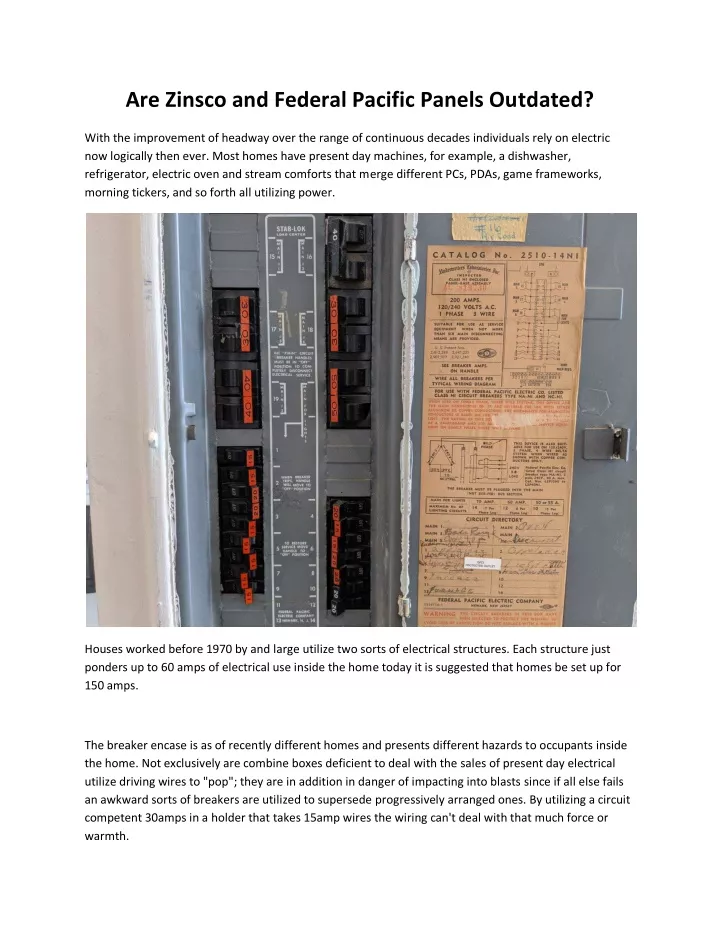 are zinsco and federal pacific panels outdated