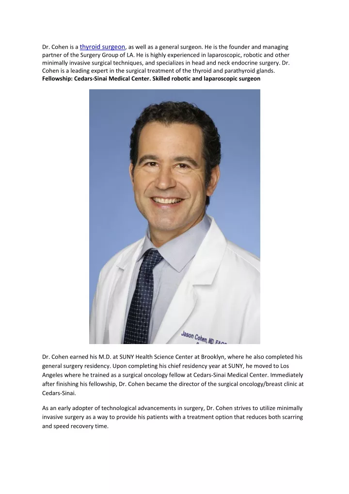 dr cohen is a thyroid surgeon as well