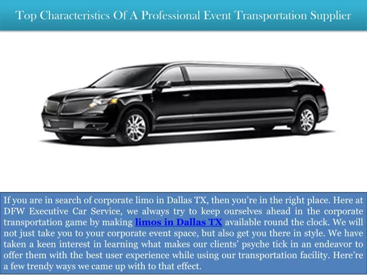 top characteristics of a professional event transportation supplier