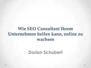 Dorian Schubert  - SEO-Berater kann Ihnen helfen, Ihr Unternehmen zu wachsen
