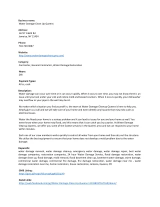 business name water damage clean up queens