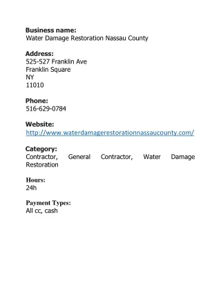 Water Damage Restoration Nassau County