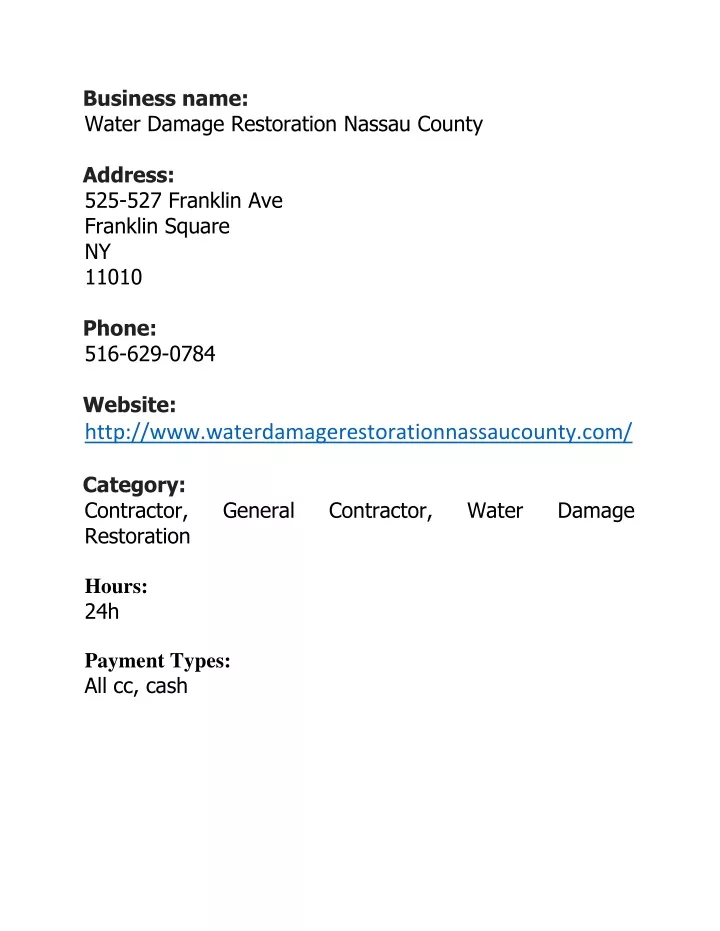 business name water damage restoration nassau