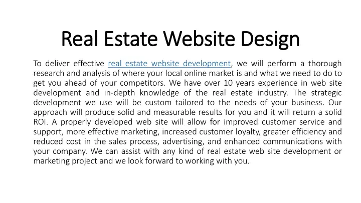 real estate website design real estate website