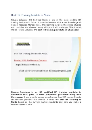 best hr training institute in noida