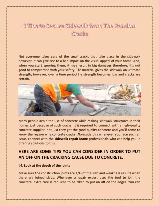 4 Tips to Secure Sidewalk from The Random Cracks
