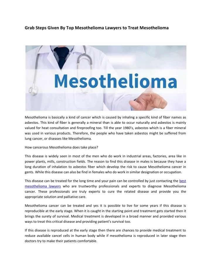 grab steps given by top mesothelioma lawyers
