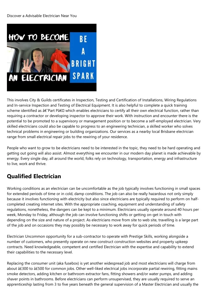 discover a advisable electrician near you