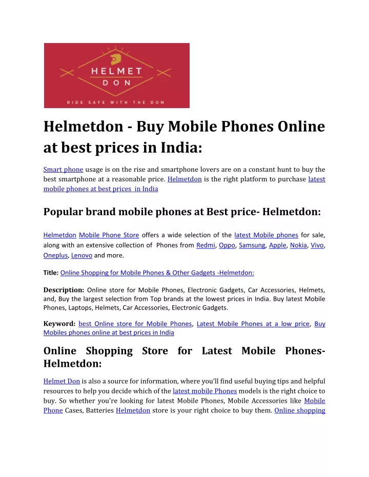 helmetdon buy mobile phones online at best prices