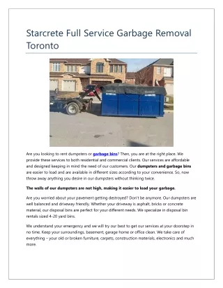 Starcrete Full Service Garbage Removal Toronto