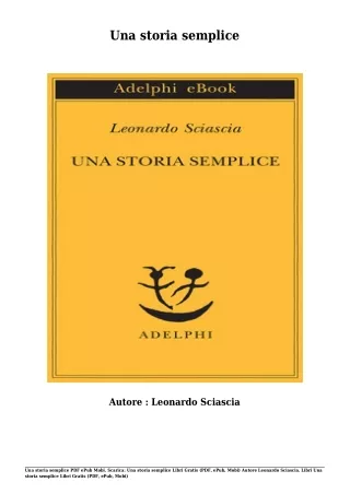 Scarica Libri Gratis Una storia semplice (PDF, ePub, Mobi) Di Leonardo Sciascia