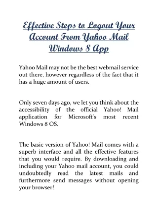 Effective steps to logout your yahoo account on windows 8