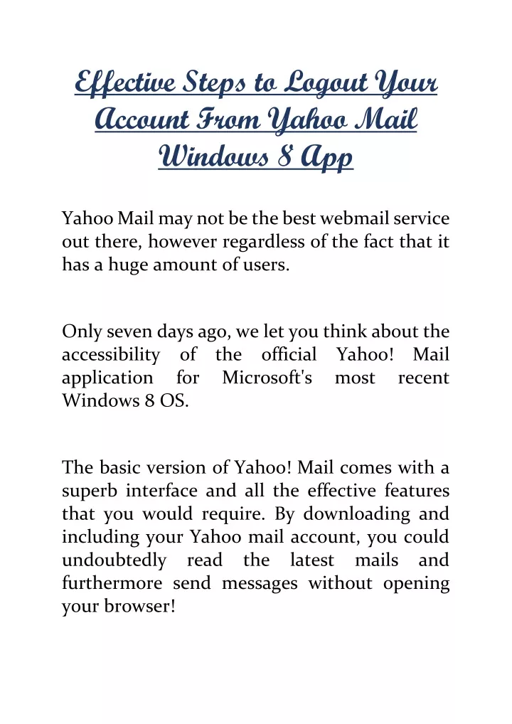 effective steps to logout your account from yahoo