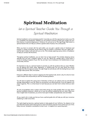 Spiritual Meditation Techniques in Torrance for Beginners