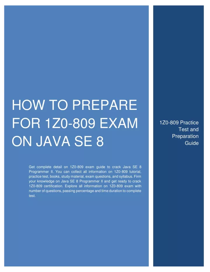 how to prepare for 1z0 809 exam on java se 8
