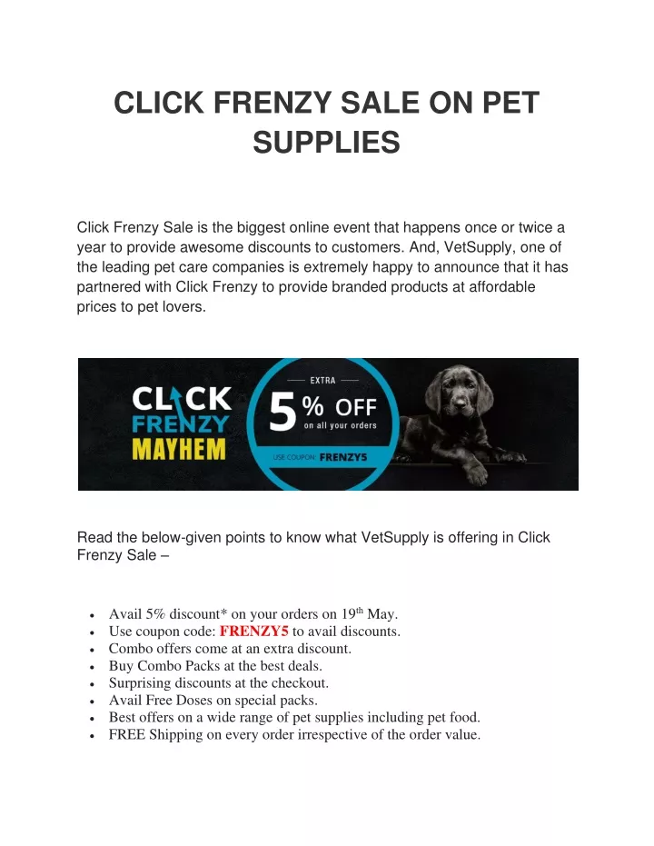 click frenzy sale on pet supplies
