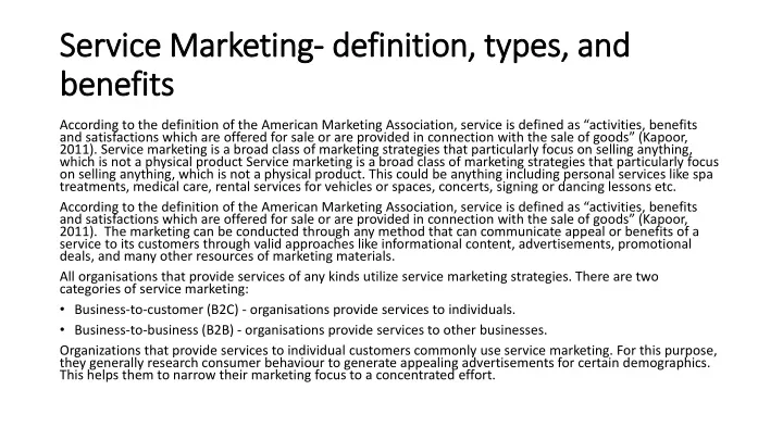 service marketing definition types and benefits