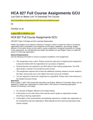 hca 827 full course assignments gcu just click