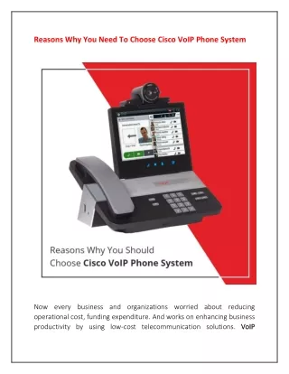 Reasons Why You Need To Choose Cisco VoIP Phone System