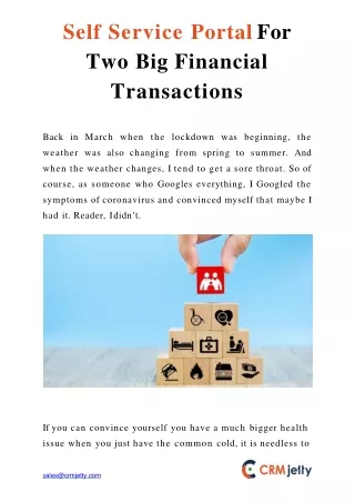 self service portal for two big financial transactions